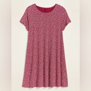 Old Navy Red & White Floral Swing Jersey Dress